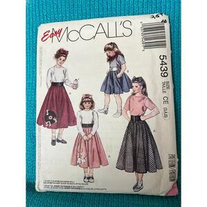 McCalls 5439 sewing pattern girls tshirt circle skirt scarf headband size 3 4 5